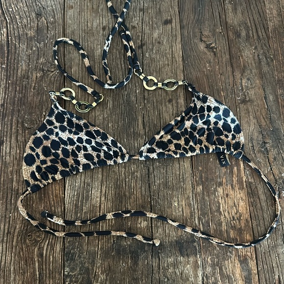 Vix Animal Printed Triangle String Halter Bikini Top - Picture 1 of 6